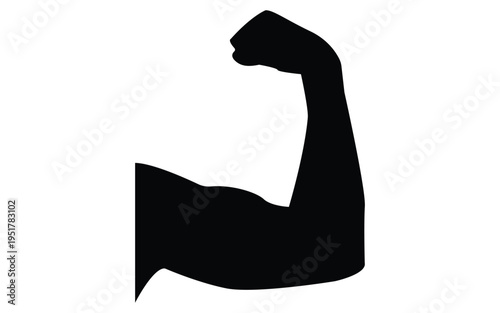 Strong bicep muscle isolated on white background depicting strength and power