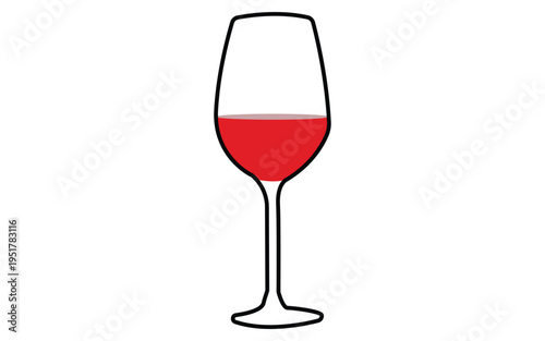 Elegant wine glass filled with red beverage, isolated on white background
