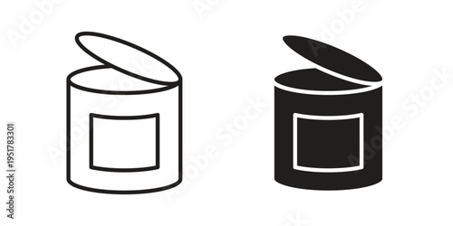 Canned food icon linear vector outline, symbol logo design style