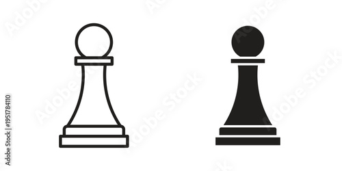 Chess pawn icon linear vector outline, symbol logo design style