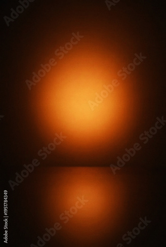 Glowing orb light with reflection on dark surface creating abstract minimal composition. Ideal for futuristic design, digital background, and modern visual storytelling.