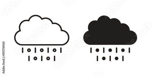 Cloud hail icon linear vector outline, symbol logo design style