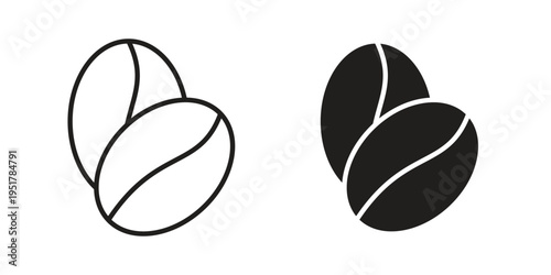 Coffee beans icon linear vector outline, symbol logo design style