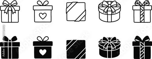 Gift Box Icons Set Present Silhouette Vector Collection.eps