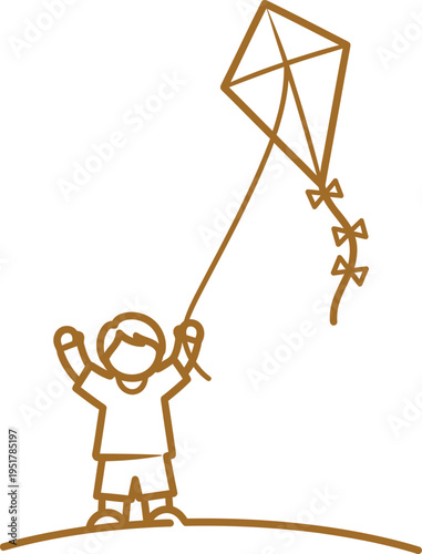 Child flying a kite on a sunny day outdoors