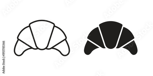 Croissant icon linear vector outline, symbol logo design style