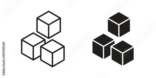 Cubes icon linear vector outline, symbol logo design style