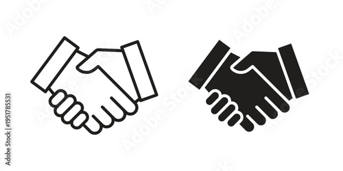 Deal handshake icon linear vector outline, symbol logo design style