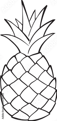 A simple line drawing of a pineapple fruit