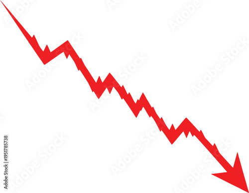 A red jagged line graph showing a downward trend indicating a financial loss or market decline Vector