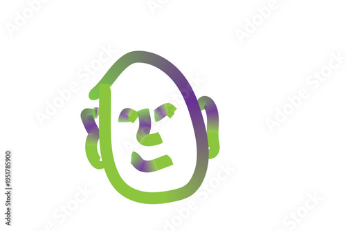 Abstract gradient face illustration with vibrant green and purple tones