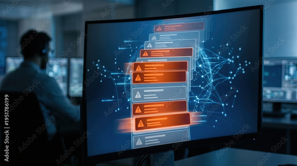 Fototapeta premium Medium shot featuring a realtime alert list populated with flagged transactions emphasizing AIs role in instant fraud detection.