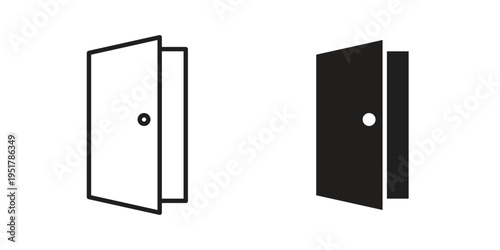 Door open icon linear vector outline, symbol logo design style