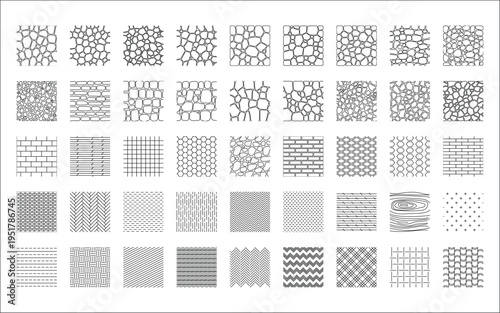 Landscape Architecture CAD Hatch Pattern Set Grass Water Stone Wall Texture Elements Collection