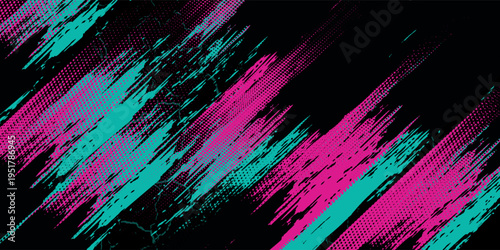 Car sticker wrap banner abstract sporty lines pink blue greenish grunge color combination brush storm thunder modern pattern racing motorsport. eps10.