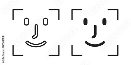 Face id icon linear vector outline, symbol logo design style