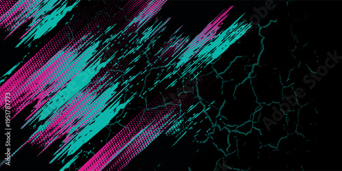 Car sticker wrap banner abstract sporty lines pink blue greenish grunge color combination brush storm thunder modern pattern racing motorsport. eps10.
