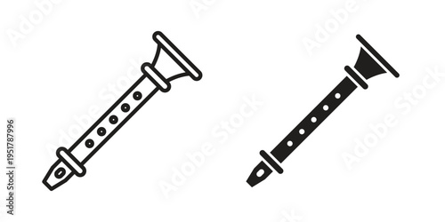 Flute icon linear vector outline, symbol logo design style