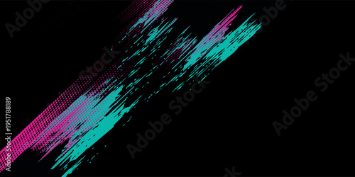 Car sticker wrap banner abstract sporty lines pink blue greenish grunge color combination brush storm thunder modern pattern racing motorsport. eps10.