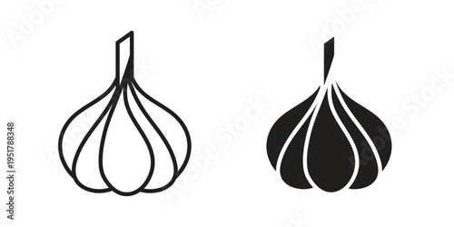 Garlic icon linear vector outline, symbol logo design style