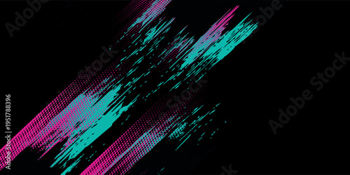 Car sticker wrap banner abstract sporty lines pink blue greenish grunge color combination brush storm thunder modern pattern racing motorsport. eps10.