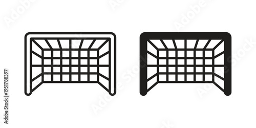 Goal net icon linear vector outline, symbol logo design style