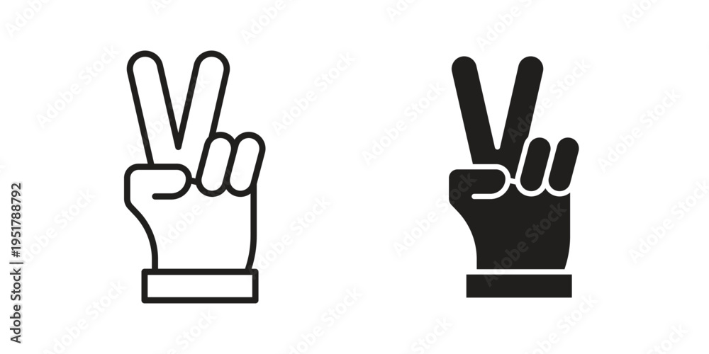 Fototapeta premium Hand scissors icon linear vector outline, symbol logo design style