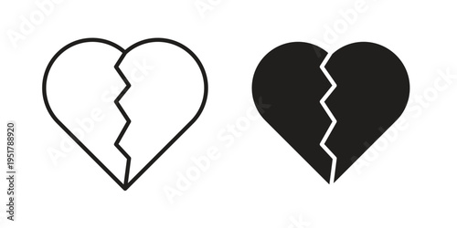 Heart Crack icon linear vector outline, symbol logo design style