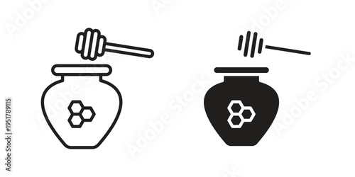 Honey pot icon linear vector outline, symbol logo design style