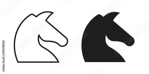 Horse icon linear vector outline, symbol logo design style