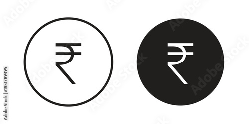 Indian rupee icon linear vector outline, symbol logo design style