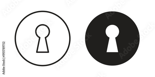 Keyhole icon linear vector outline, symbol logo design style