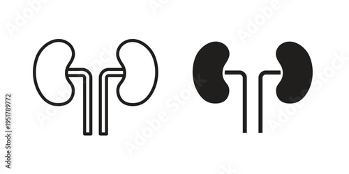 Kidneys icon linear vector outline, symbol logo design style