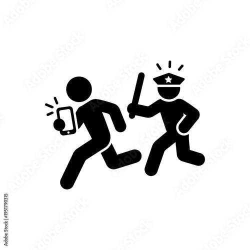 Mobile Phone Snatching Chase Icon