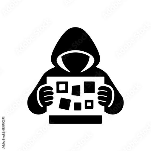 Hooded Hacker Information Theft Icon