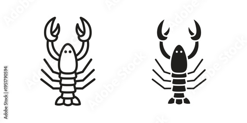Lobster icon linear vector outline, symbol logo design style