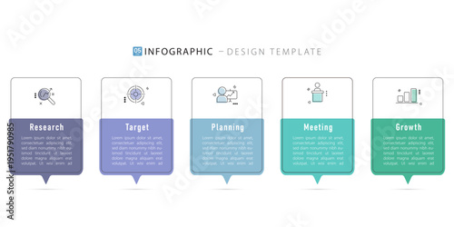 Business infographic template. 5 Step timeline journey. Process diagram, 5 options on white background, Infograph elements vector illustration.