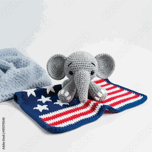 A cute cartoon elephant wearing an Uncle Sam hat for the 2012 American election day, isolated as a funny vector illustration gift