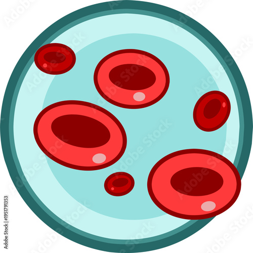 Red blood cells flow in vein illustration