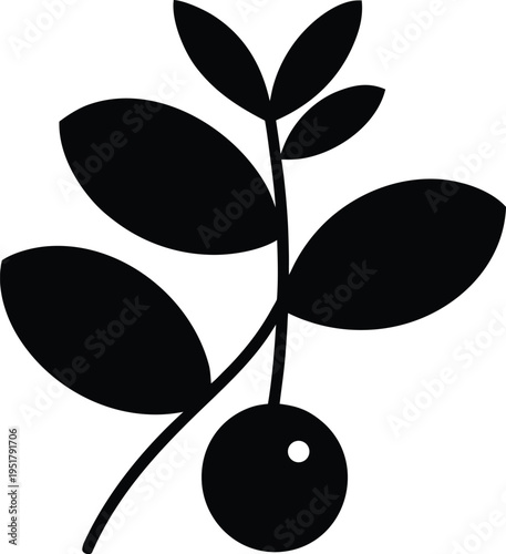 Lingonberry Flat Icon Style Silhouette Vector Art Illustration