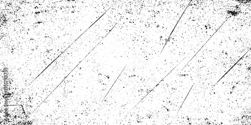 Abstract grunge texture background with diagonal lines and scattered dots, black and white rough surface, distressed artistic overlay for design, textured background