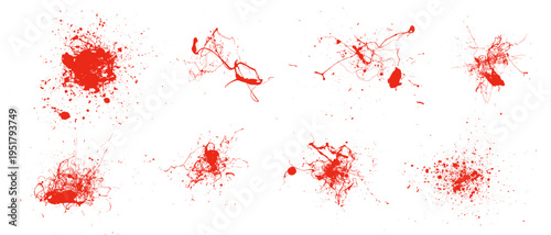 Blood Stain Splatter Effect Vector Set