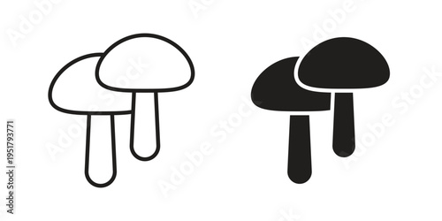 Mushroom icon linear vector outline, symbol logo design style