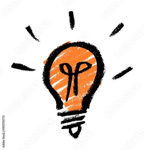 Light Bulb Idea Symbol Crayon Chalk Drawing Vector
