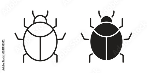 No Bug icon linear vector outline, symbol logo design style