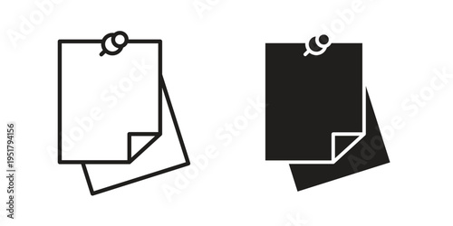 Note sticky icon linear vector outline, symbol logo design style