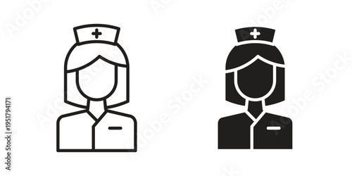 Nurse icon linear vector outline, symbol logo design style