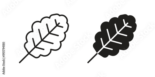 Oak Leaf icon linear vector outline, symbol logo design style