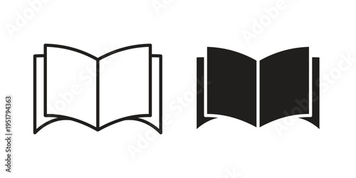 open book icon linear vector outline, symbol logo design style