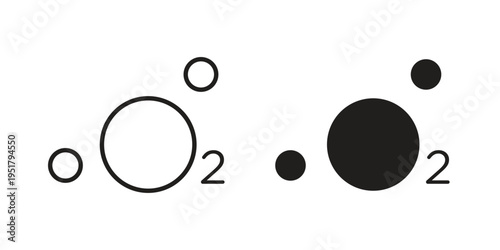Oxygen O2 icon linear vector outline, symbol logo design style